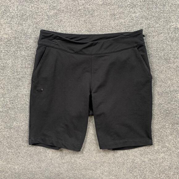 Under Armour Shorts Womens M Medium Black Fitted Side Zip 9 In Inseam Pockets - Picture 2 of 11